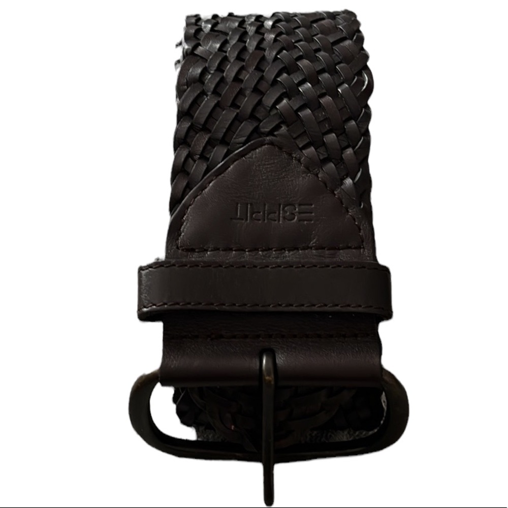 WIDE BRAIDED BROWN LEATHER BELT BY ESPRIT
